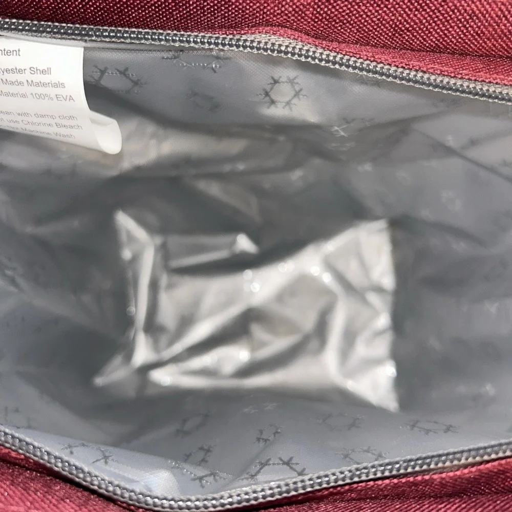 Lock & Lock Insulated Lunch Bag Red & Gray Double Zippered with Shoulder Strap